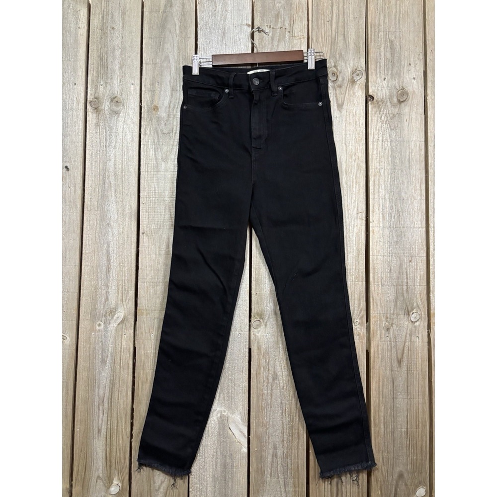 Free People We The Free Jeans Women's Ankle High Rise Black Skinny Raw Hem 30x27